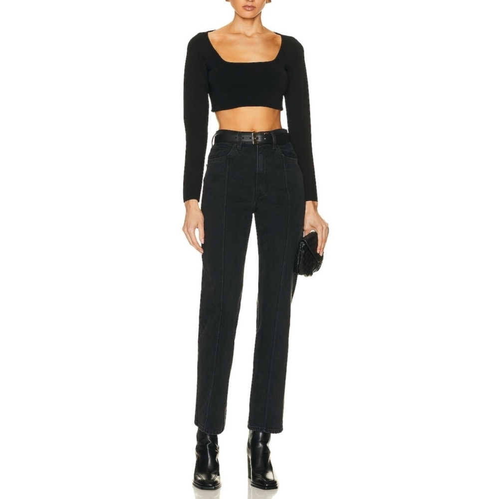 Slvrlake | London Pintuck Jeans In Shadow Ridge Black Size 25